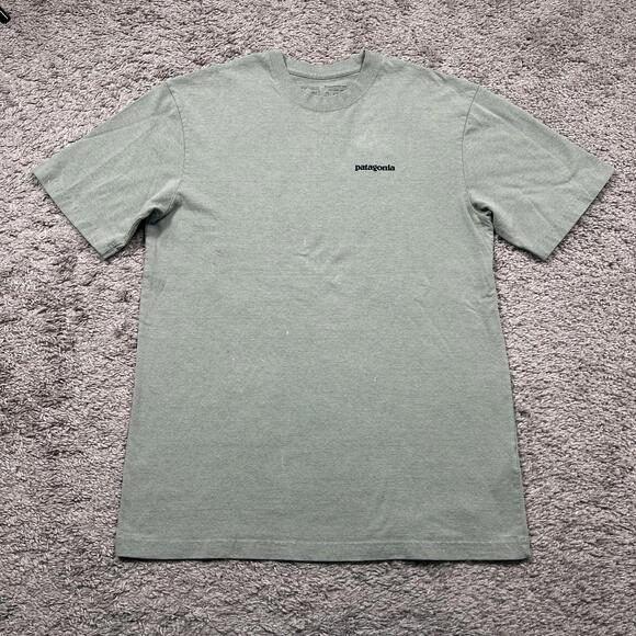 PATAGONIA Shirt Mens Small Green Graphic Bison Responsibili-Tee Hiking Outdoors - Picture 4 of 10